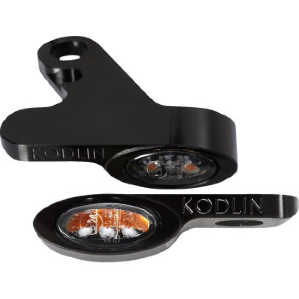 画像1: KODLIN M8ソフテイル用LEDフロントウインカー エリプス ブラック/クローム (1)