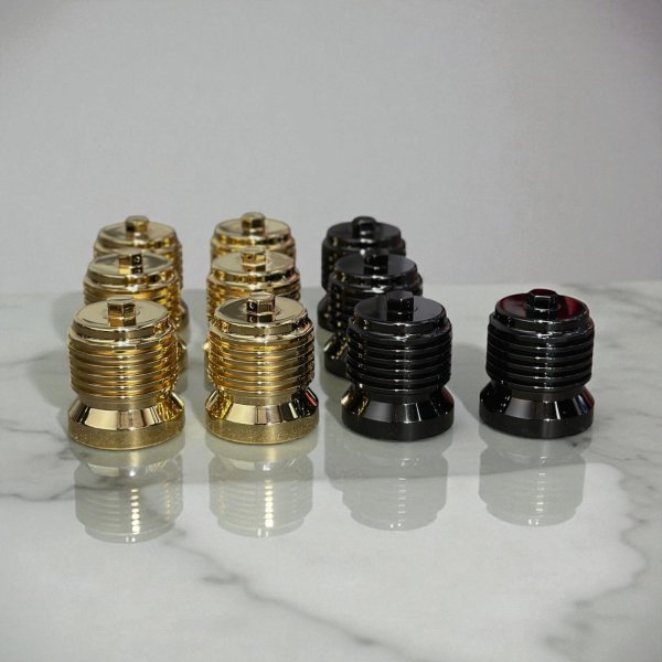 画像1: BAMCO FLOステンレススチールオイルフィルター ゴールド/ブラッククローム (1)